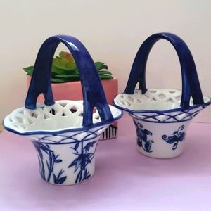 Blue and White Decorative Baskets Set of 2